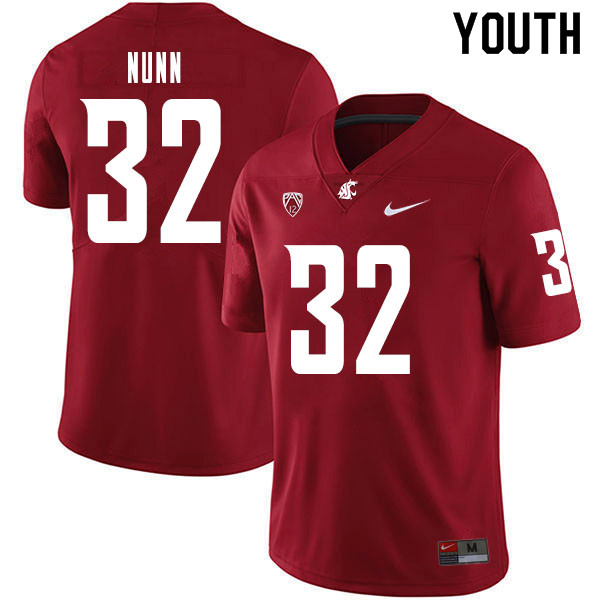 Youth #32 Pat Nunn Washington State Cougars College Football Jerseys Sale-Crimson